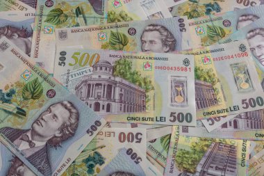 500 LEI banknot ayrıntıları - Romanya parası, enflasyon ve ekonomi konsepti