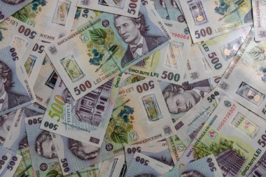 500 LEI banknote details - Romanian money, inflation and economy concept