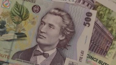 500 LEI banknot ayrıntıları - Romanya parası, enflasyon ve ekonomi konsepti