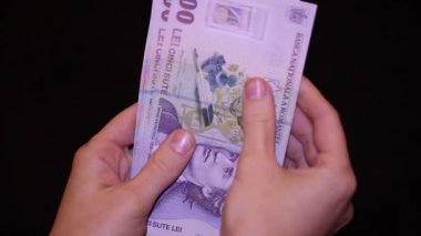500 LEI banknot ayrıntıları - Romanya parası, enflasyon ve ekonomi konsepti