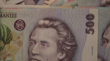 500 LEI banknot ayrıntıları - Romanya parası, enflasyon ve ekonomi konsepti