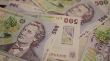 500 LEI banknote details - Romanian money, inflation and economy concept