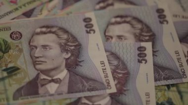 500 LEI banknot ayrıntıları - Romanya parası, enflasyon ve ekonomi konsepti