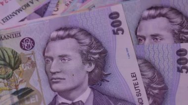 500 LEI banknot ayrıntıları - Romanya parası, enflasyon ve ekonomi konsepti