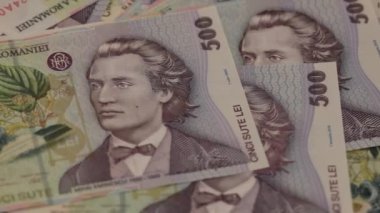 500 LEI banknot ayrıntıları - Romanya parası, enflasyon ve ekonomi konsepti