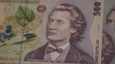 500 LEI banknot ayrıntıları - Romanya parası, enflasyon ve ekonomi konsepti