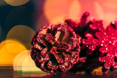 Samimi Noel ışıkları süslemesi. Kış dekorasyon arka planı