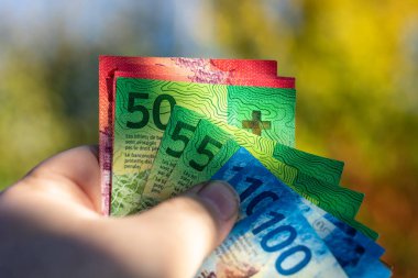 İsviçre frangı banknotları. CHF Para Birimi