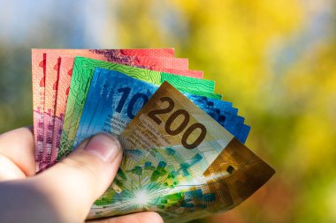 İsviçre frangı banknotları. CHF Para Birimi