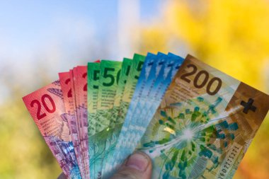 İsviçre frangı banknotları. CHF Para Birimi