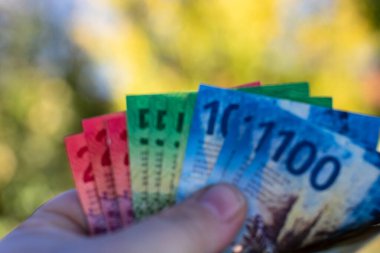 İsviçre frangı banknotları. CHF Para Birimi