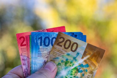 İsviçre frangı banknotları. CHF Para Birimi