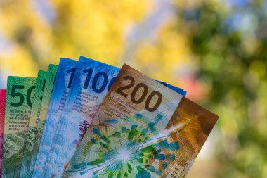 İsviçre frangı banknotları. CHF Para Birimi