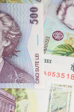500 LEI banknot ayrıntıları - Romanya parası, enflasyon ve ekonomi konsepti