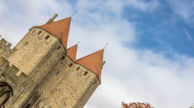 Fransa 'da Carcassonne Kalesi. Etkileyici ortaçağ kalesi.