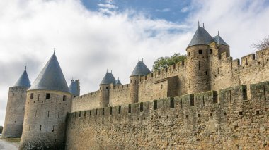 Fransa 'da Carcassonne Kalesi. Etkileyici ortaçağ kalesi.