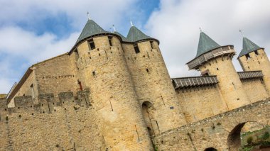 Fransa 'da Carcassonne Kalesi. Etkileyici ortaçağ kalesi.