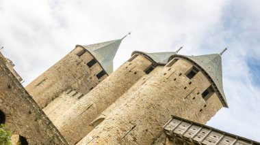 Castle of Carcassonne in France. Impressive medieval fortress clipart