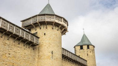 Fransa 'da Carcassonne Kalesi. Etkileyici ortaçağ kalesi.