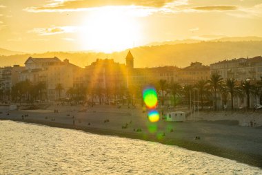 Nice, Fransa, Cote d 'Azur, Fransız Rivierası' nın panoramik manzarası