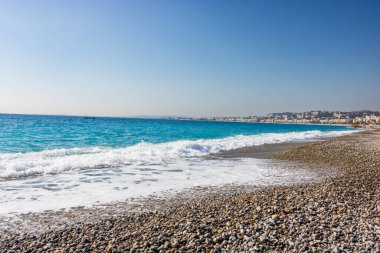 Fransa, Nice 'deki kumsal manzarası, Promenade des Anglais yakınlarında.