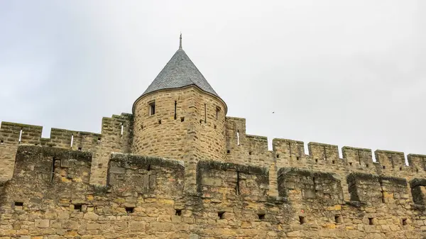Fransa 'da Carcassonne Kalesi. Etkileyici ortaçağ kalesi.
