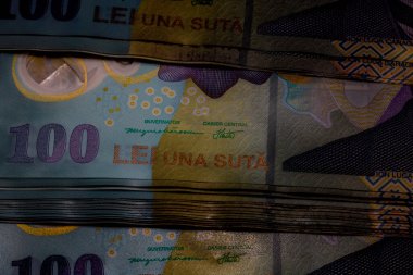 LEI para banknotları, RON 'un detaylı fotoğrafı. Romanya para birimi