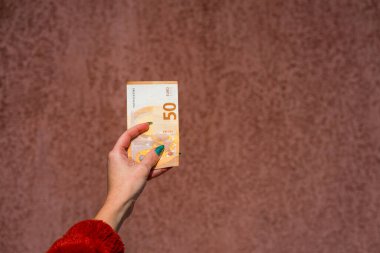 EURO para banknotları, EUR 'un detaylı fotoğrafı. Avrupa Birliği para birimi