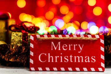 Samimi Noel ışıkları süslemesi. Kış dekorasyon arka planı