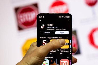 TikTok social media app used in Romanian elections clipart