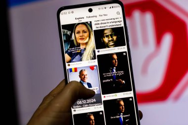 TikTok social media app used in Romanian elections clipart