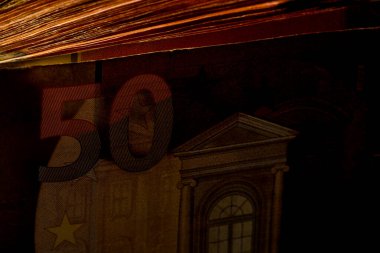 EURO para banknotları, EUR 'un detaylı fotoğrafı. Avrupa Birliği para birimi