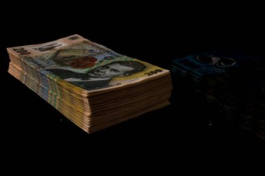 LEI para banknotları, RON 'un detaylı fotoğrafı. Romanya para birimi
