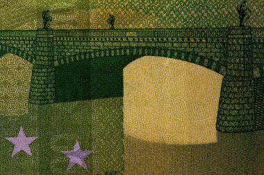 EURO para banknotları, EUR 'un detaylı fotoğrafı. Avrupa Birliği para birimi