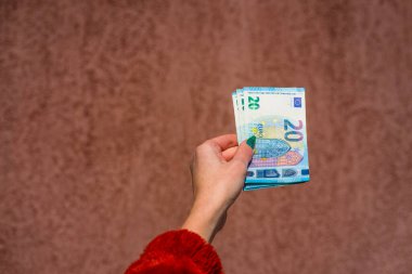 EURO para banknotları, EUR 'un detaylı fotoğrafı. Avrupa Birliği para birimi