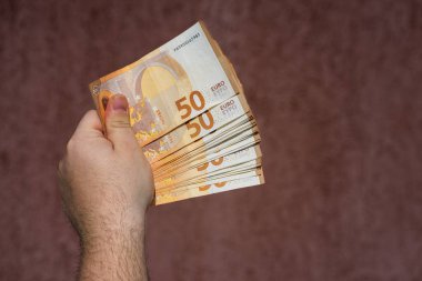 EURO para banknotları, EUR 'un detaylı fotoğrafı. Avrupa Birliği para birimi