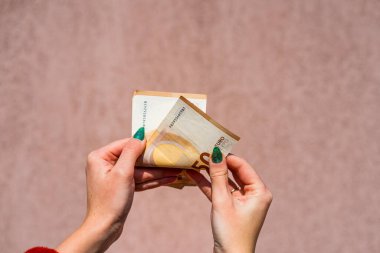 EURO para banknotları, EUR 'un detaylı fotoğrafı. Avrupa Birliği para birimi