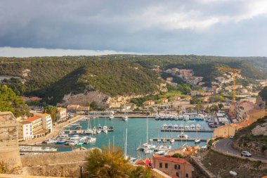 Bonifacio town, medieval citadel in Corsica Island, France clipart