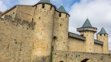 Fransa 'da Carcassonne Kalesi. Etkileyici ortaçağ kalesi.