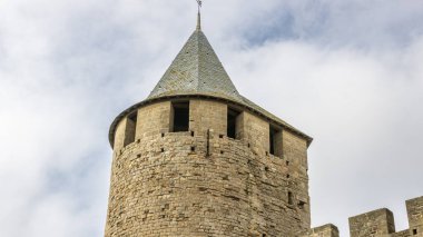 Fransa 'da Carcassonne Kalesi. Etkileyici ortaçağ kalesi.