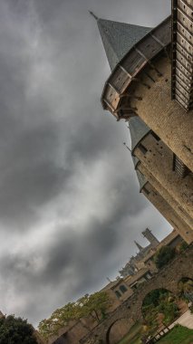 Castle of Carcassonne in France. Impressive medieval fortress clipart