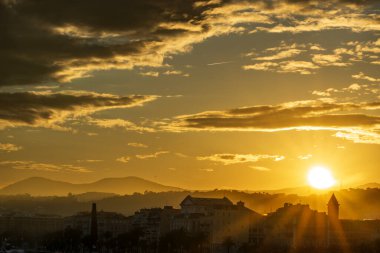 Nice, Fransa, Cote d 'Azur, Fransız Rivierası' nın panoramik manzarası