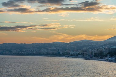 Nice, Fransa, Cote d 'Azur, Fransız Rivierası' nın panoramik manzarası