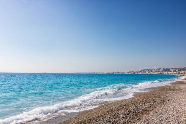Fransa, Nice 'deki kumsal manzarası, Promenade des Anglais yakınlarında.