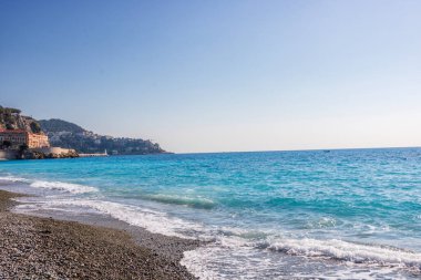 Fransa, Nice 'deki kumsal manzarası, Promenade des Anglais yakınlarında.