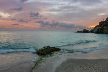 Saint Barthelemy 'deki huzurlu plaj (St. Barts, St. Barth, St. Barth)