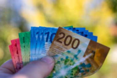 İsviçre frangı banknotları. CHF Para Birimi