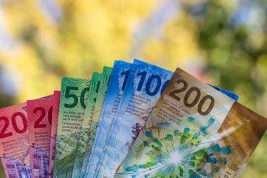 İsviçre frangı banknotları. CHF Para Birimi