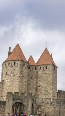 Fransa 'da Carcassonne Kalesi. Etkileyici ortaçağ kalesi.