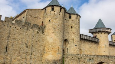 Fransa 'da Carcassonne Kalesi. Etkileyici ortaçağ kalesi.
